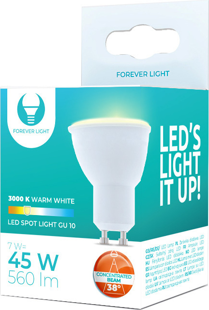 LED žárovka GU10 7W 230V 3000K 90lm 38° Forever Light