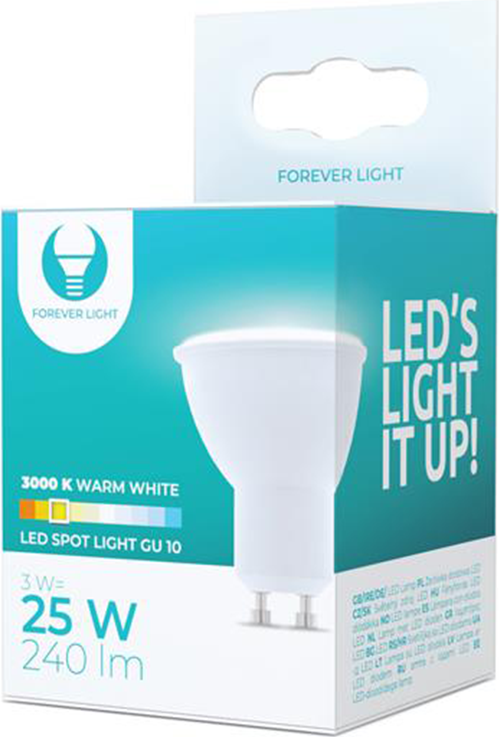LED žárovka GU10 3W 230V 3000K 240lm Forever Light