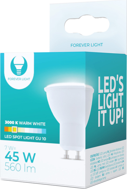 LED žárovka GU10 7W 230V 3000K 560lm Forever Light