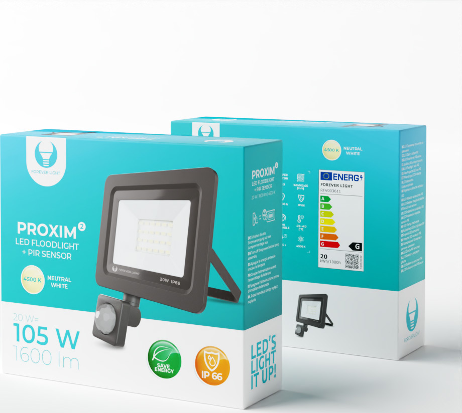 LED světlomet PROXIM II 20W |4500K| PIR IP66 Forever Light