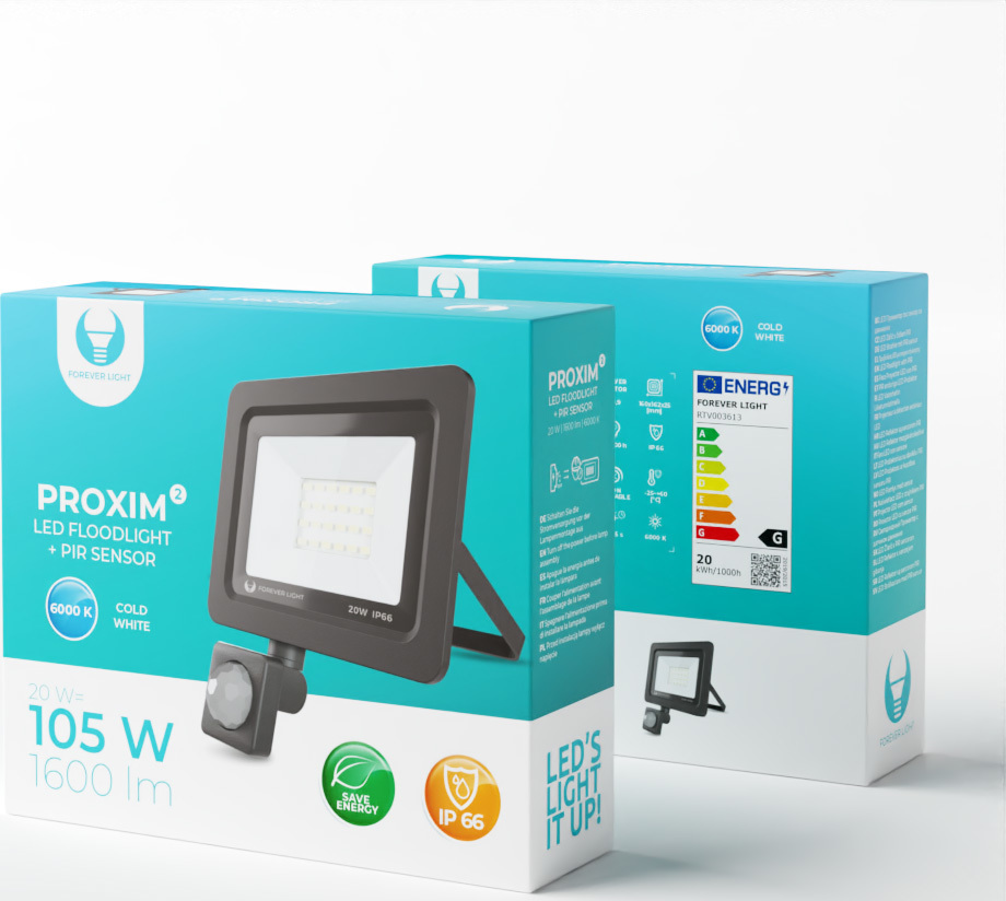 LED reflektor PROXIM II 20W |6000K| PIR IP66 Forever Light