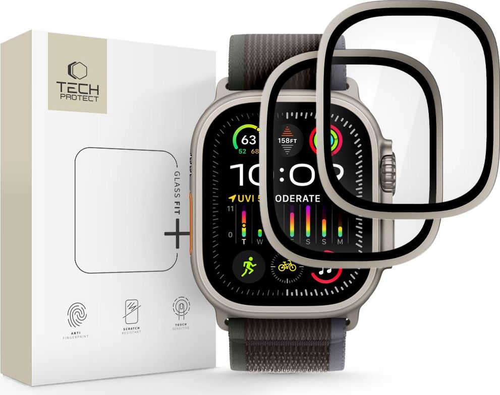 Tvrzené sklo TECH-PROTECT GLASS RING 2-PACK APPLE WATCH ULTRA 1 / 2 / 3 (49 MM) TITANIUM