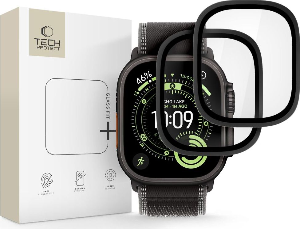 Tvrzené sklo TECH-PROTECT GLASS RING 2-PACK APPLE WATCH ULTRA 1 / 2 / 3 (49 MM) BLACK