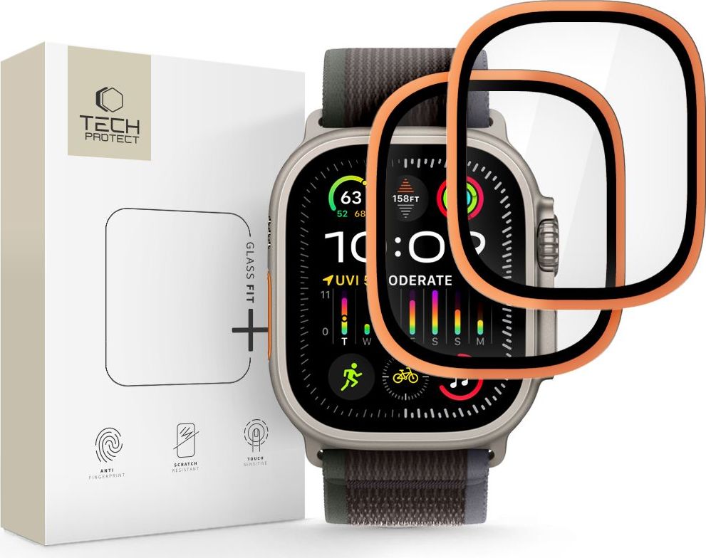 Tvrzené sklo TECH-PROTECT GLASS RING 2-PACK APPLE WATCH ULTRA 1 / 2 / 3 (49 MM) COSMIC ORANGE