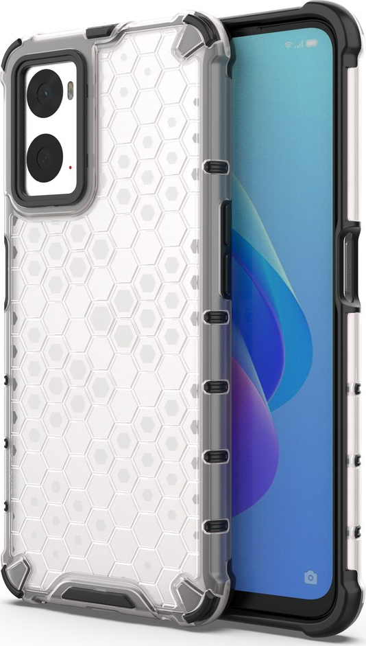 Průhledný kryt s voštinovým vzorem a gelovým rámečkem pro Oppo A76 / Oppo A36 / Realme 9i