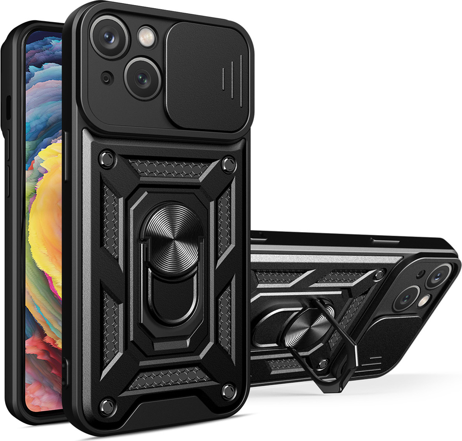 Pouzdro Hybrid Armor Camshield pro Realme 10 Pro+, obrněný kryt s krytem kamery, černé