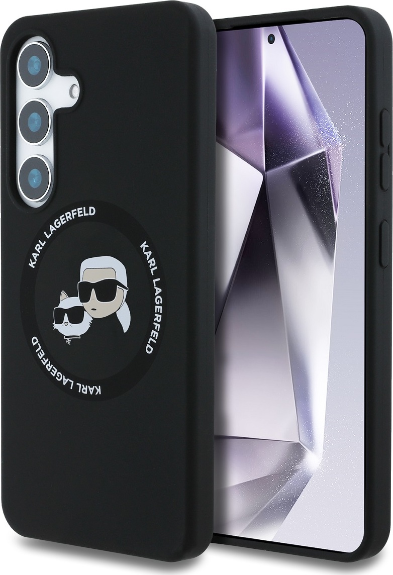 Karl Lagerfeld Liquid Silicone K&CH Heads MagSafe Zadní Kryt pro Samsung Galaxy S25 Black