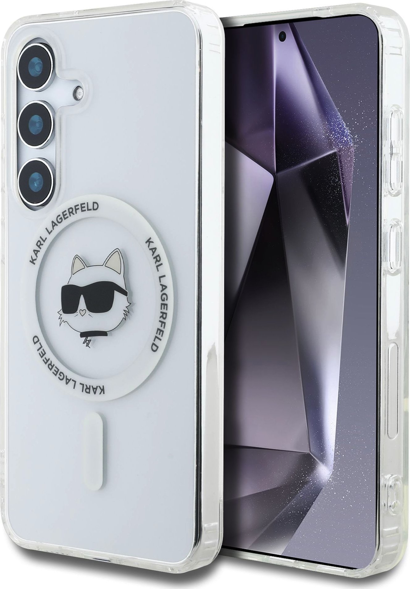 Karl Lagerfeld IML Choupette Head MagSafe Zadní Kryt pro Samsung Galaxy S25 Transparent