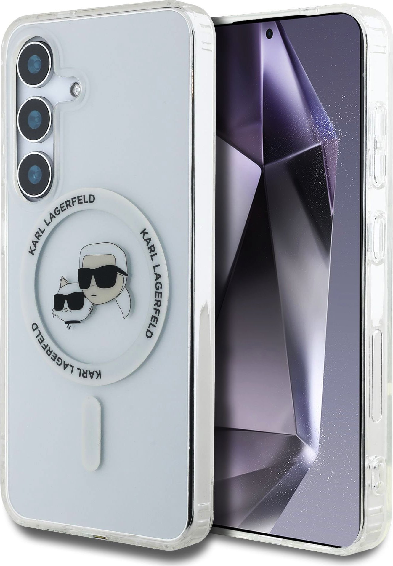 Karl Lagerfeld IML K&CH Heads MagSafe Zadní Kryt pro Samsung Galaxy S25 Transparent