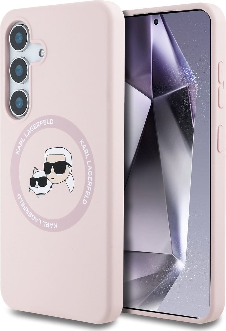 Karl Lagerfeld Liquid Silicone K&CH Heads MagSafe Zadní Kryt pro Samsung Galaxy S25+ Pink