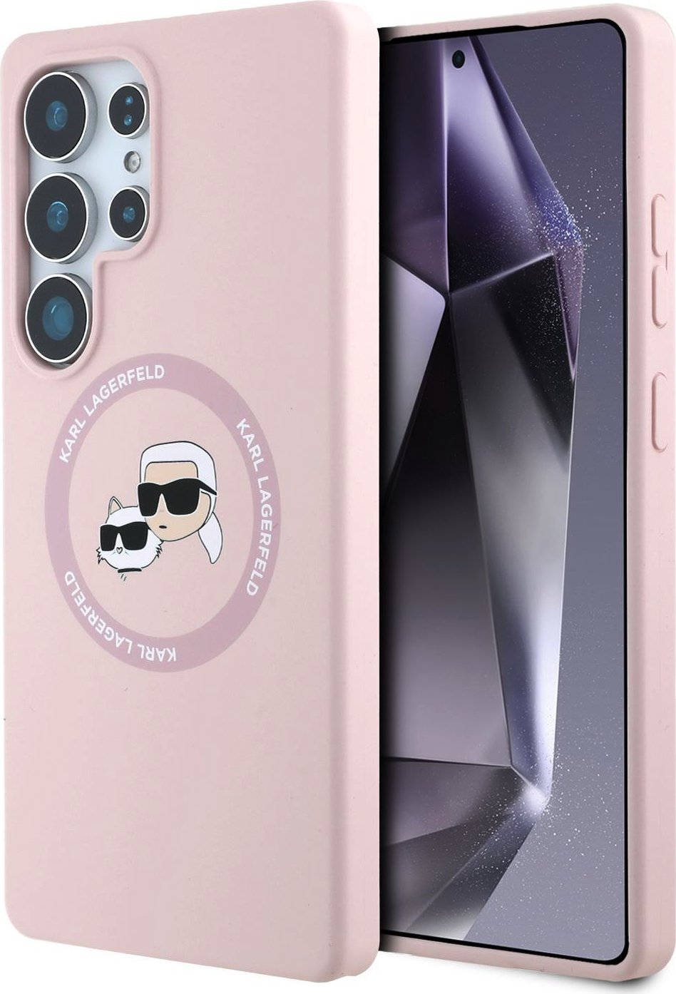 Karl Lagerfeld Liquid Silicone K&CH Heads MagSafe Zadní Kryt pro Samsung Galaxy S25 Ultra Pink