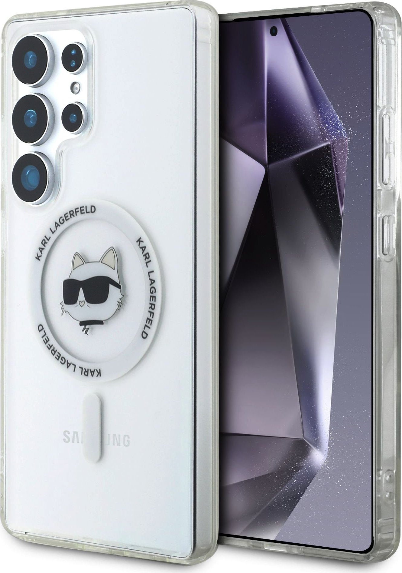 Karl Lagerfeld IML Choupette Head MagSafe Zadní Kryt pro Samsung Galaxy S25 Ultra Transparent