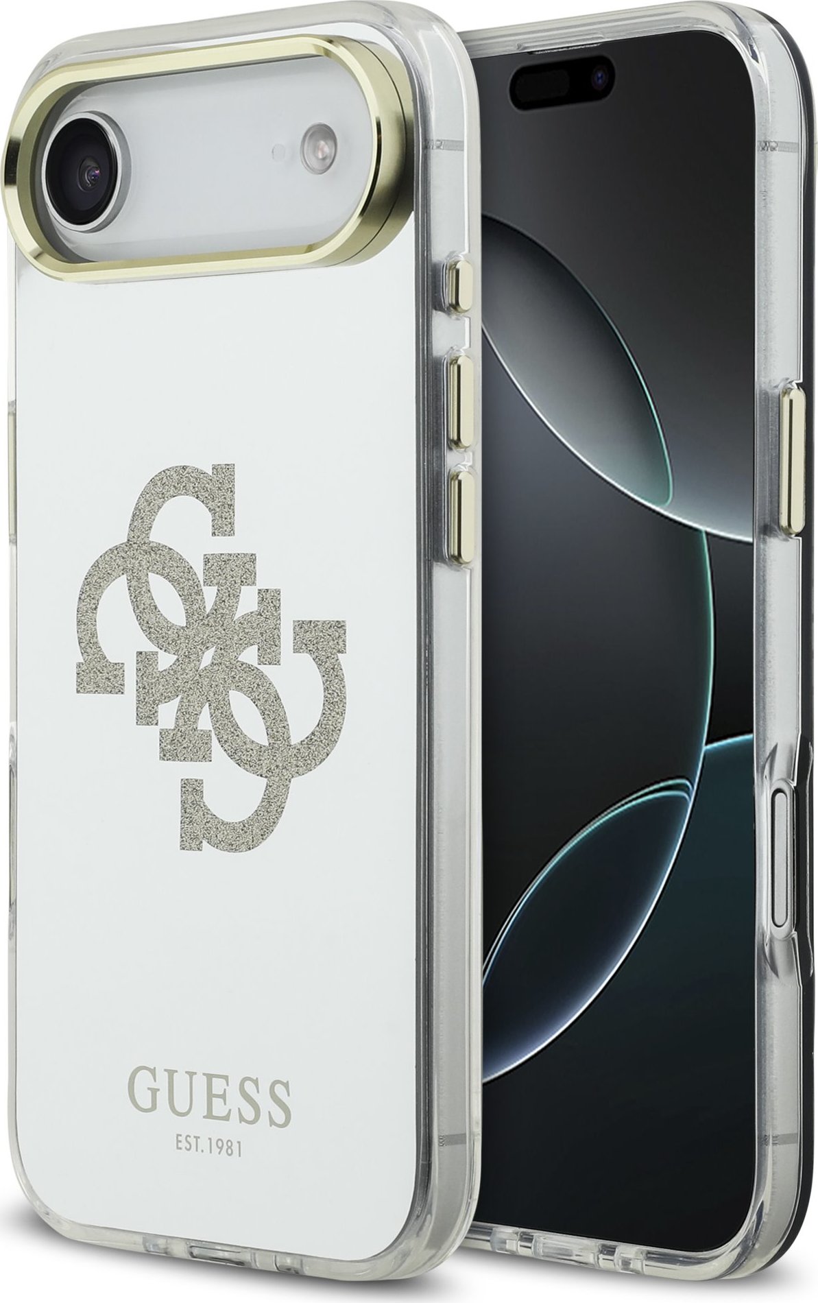 Guess PC/TPU Mirror 4G Glitter Logo MagSafe Zadní Kryt pro iPhone Air Gold