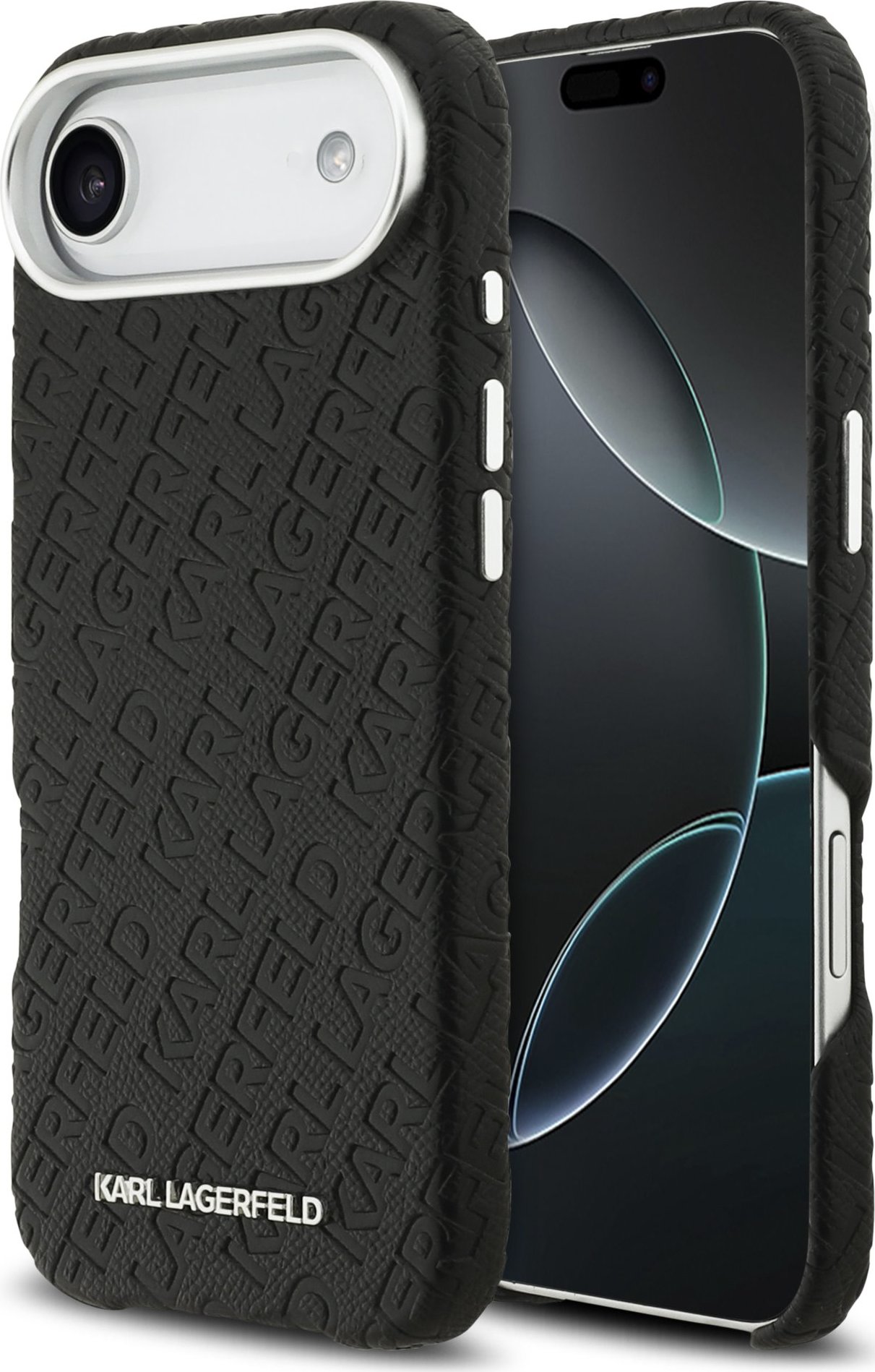 Karl Lagerfeld Grained PU Repeated Logo MagSafe Zadní Kryt pro iPhone Air Black