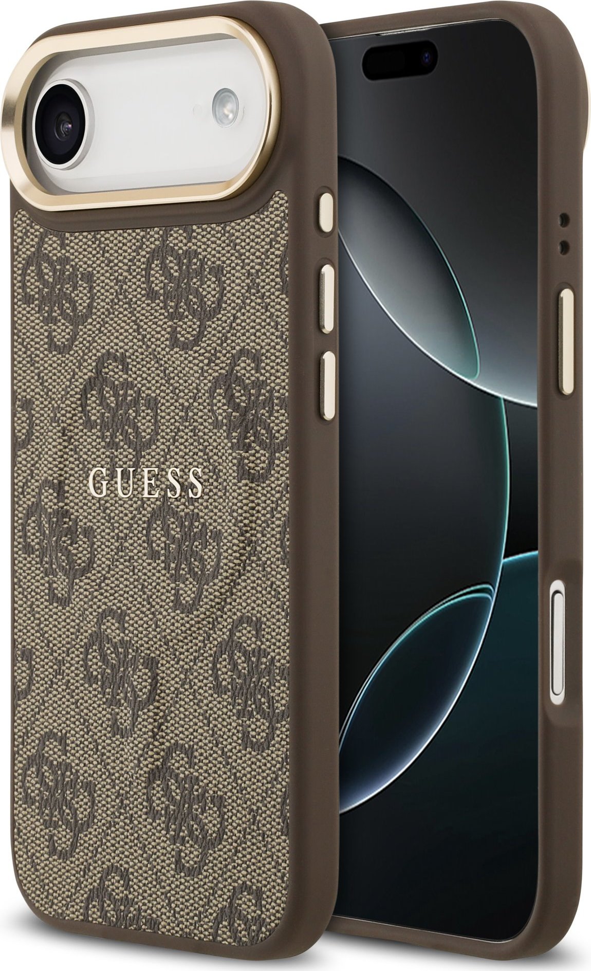 Guess PU Leather 4G Gold Frame MagSafe Zadní Kryt pro iPhone Air Brown
