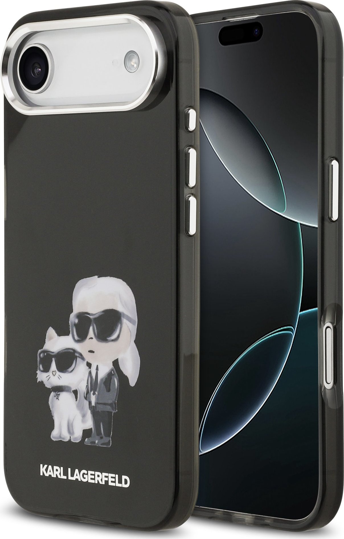 Karl Lagerfeld IML Aquarelle Karl and Choupette Zadní Kryt pro iPhone Air Black