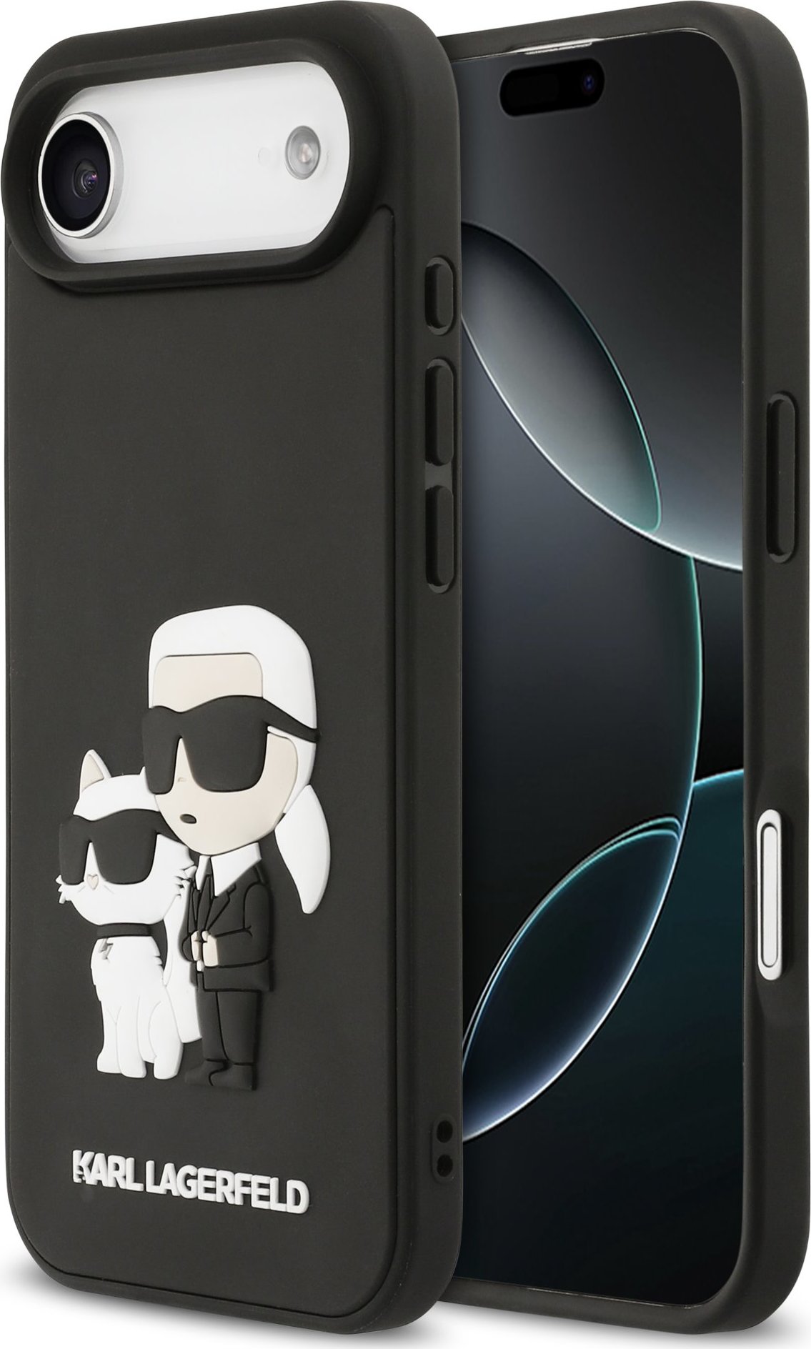 Karl Lagerfeld 3D Rubber Karl and Choupette Zadní Kryt pro iPhone Air Black