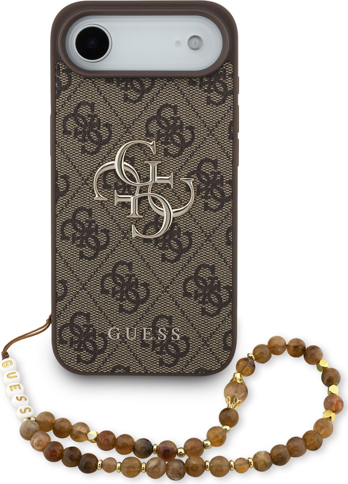 Guess PU 4G Metal Logo Strap Zadní Kryt pro iPhone Air Brown