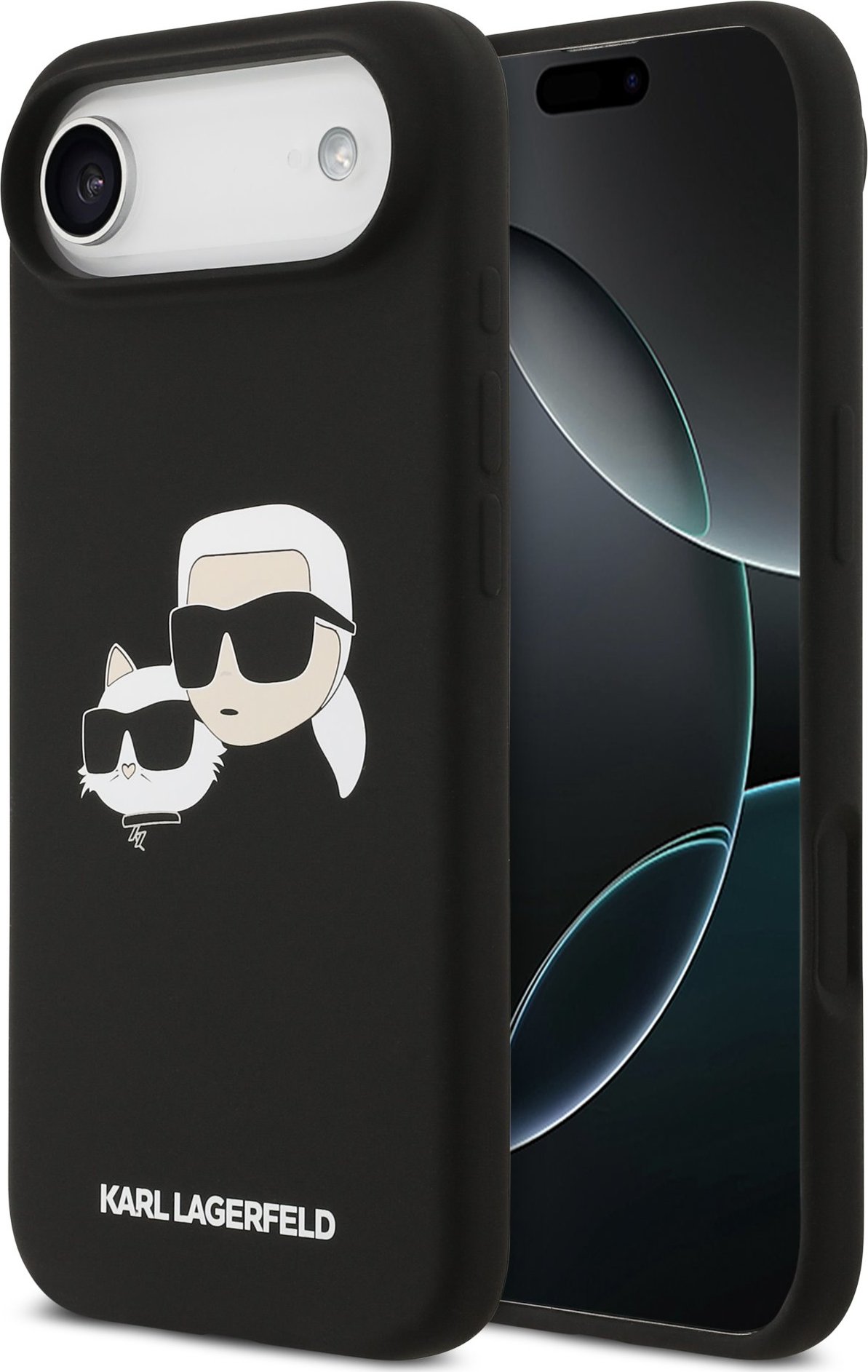 Karl Lagerfeld Liquid Silicone Double Heads MagSafe Zadní Kryt pro iPhone Air Black