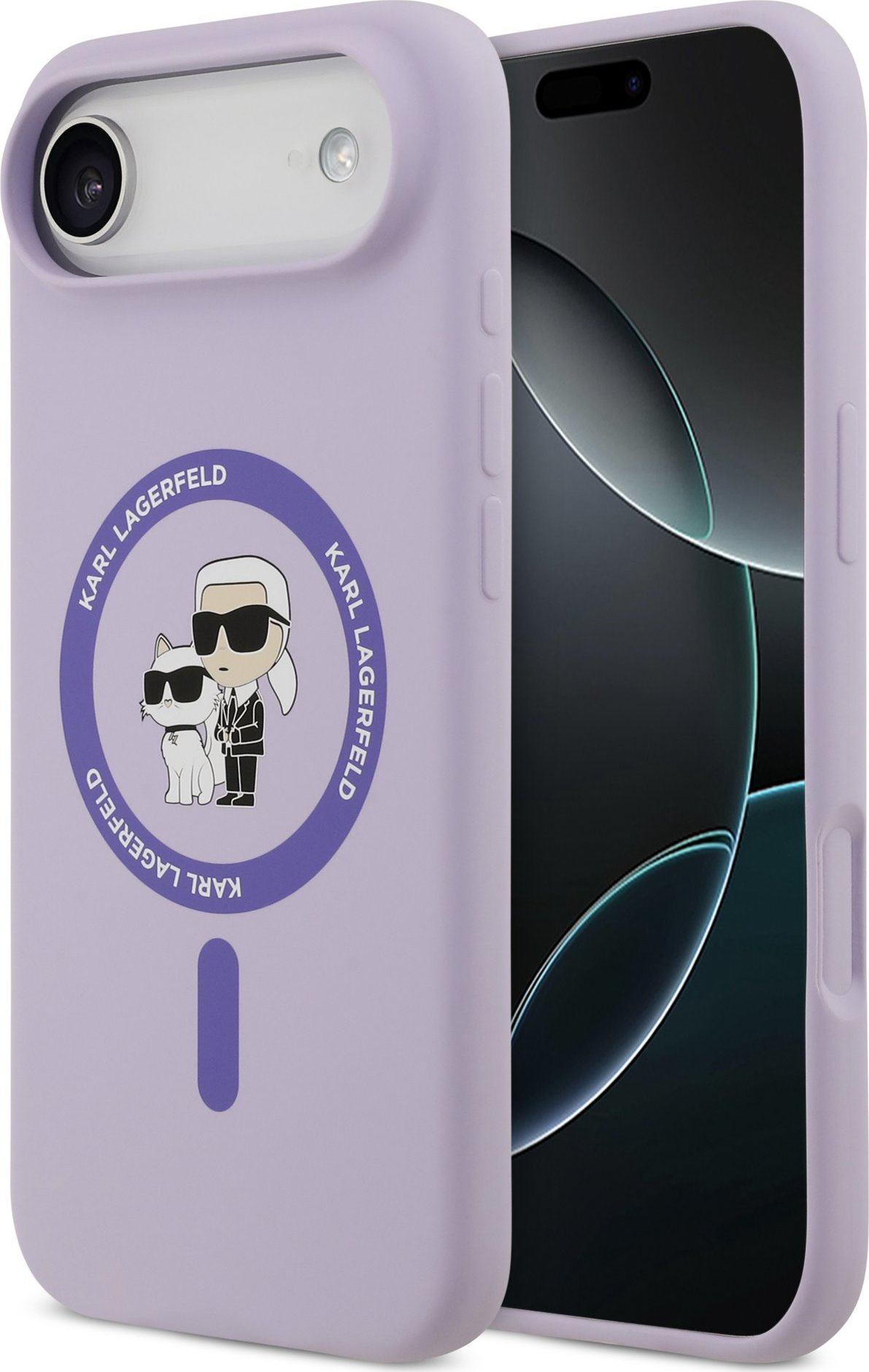 Karl Lagerfeld Liquid Silicone Karl and Choupette MagSafe Zadní Kryt pro iPhone Air Purple