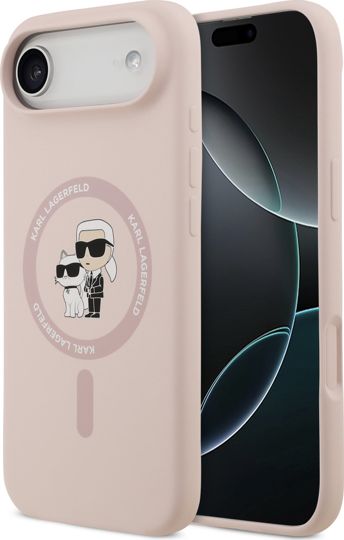 Karl Lagerfeld Liquid Silicone Karl and Choupette MagSafe Zadní Kryt pro iPhone Air Pink