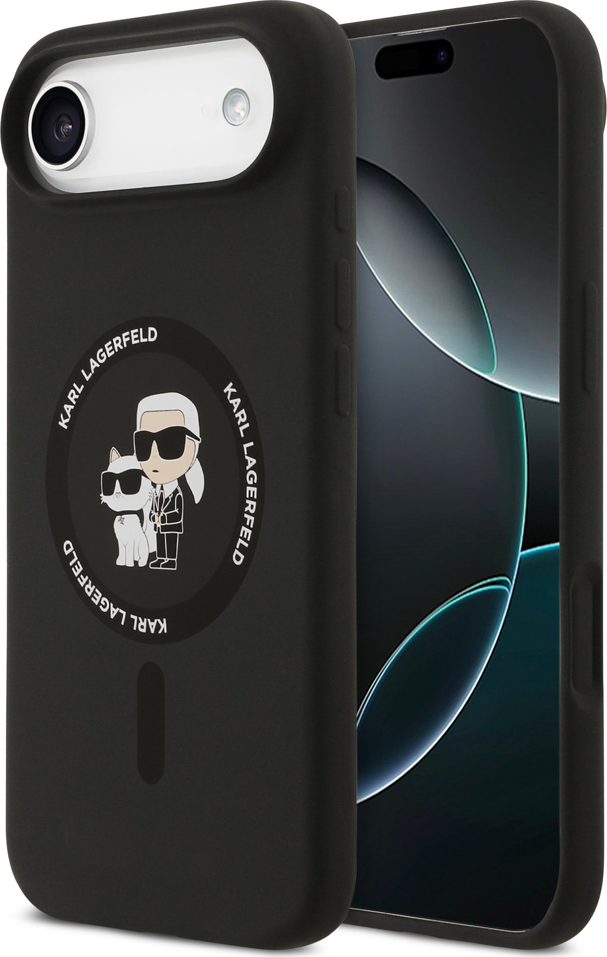 Karl Lagerfeld Liquid Silicone Karl and Choupette MagSafe Zadní Kryt pro iPhone Air Black