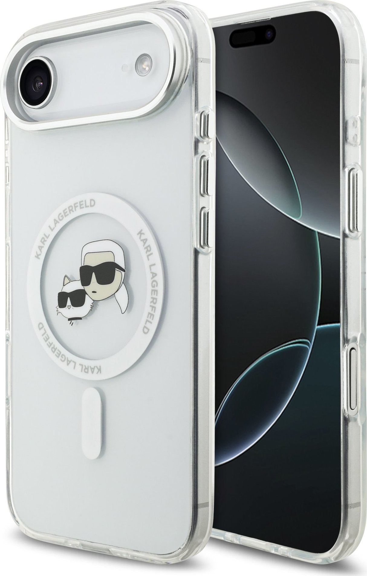 Karl Lagerfeld IML K&CH Heads Metal Frame MagSafe Zadní Kryt pro iPhone Air Transparent
