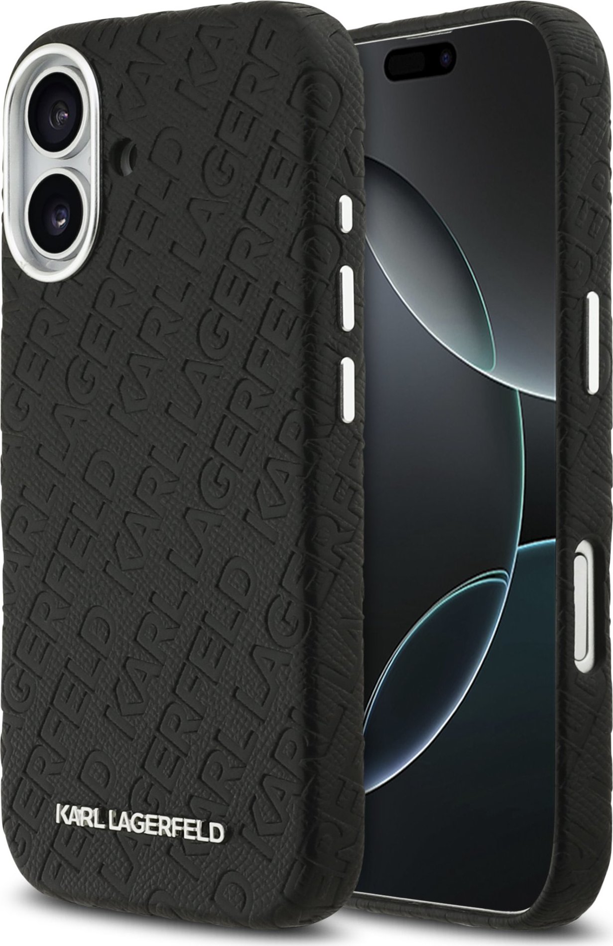 Karl Lagerfeld Grained PU Repeated Logo MagSafe Zadní Kryt pro iPhone 17 Black