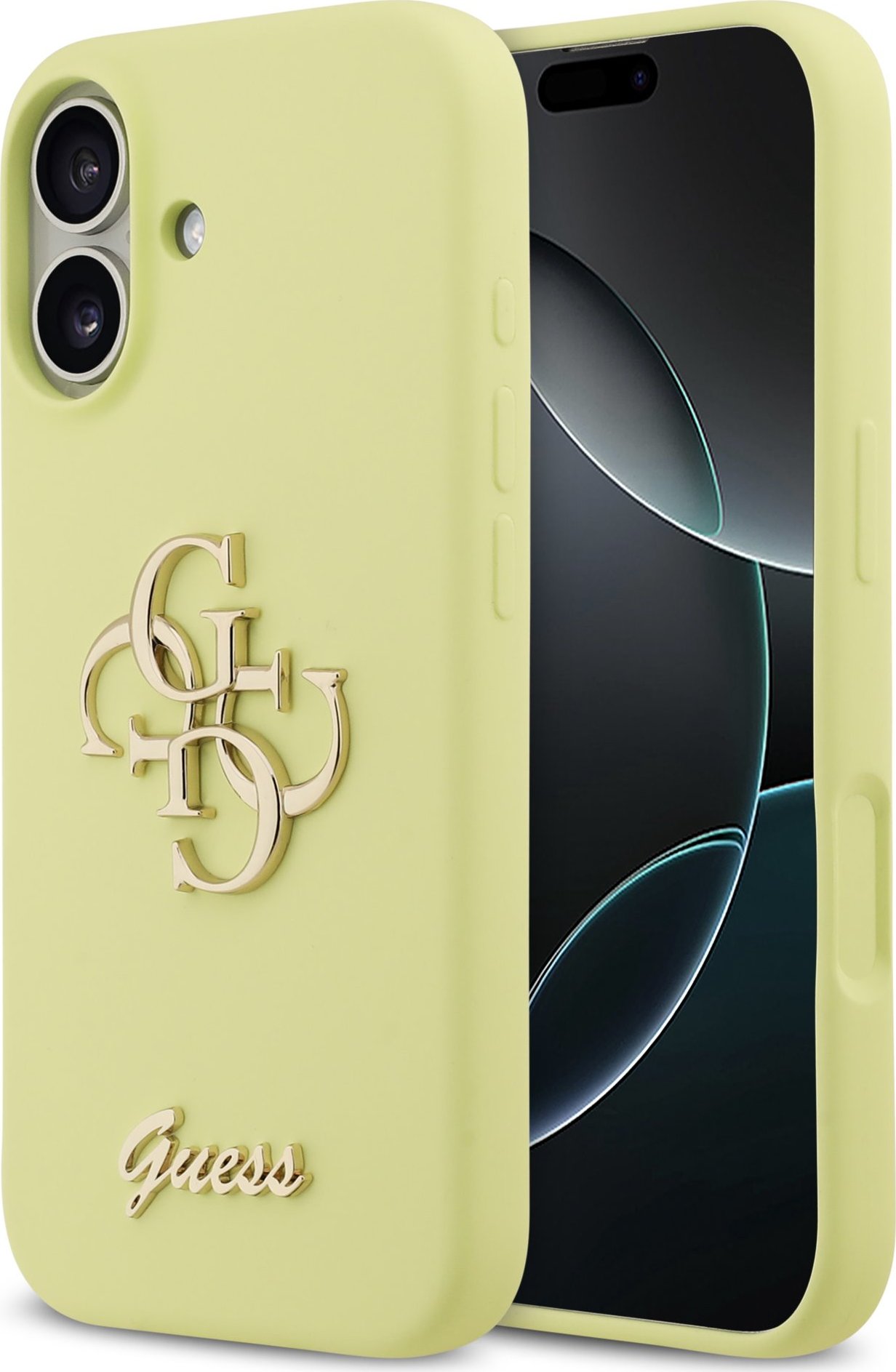 Guess Liquid Silicone 4G Metal Logo Zadní Kryt pro iPhone 17 Yellow