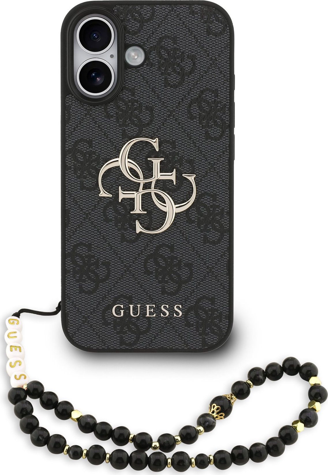 Guess PU 4G Metal Logo Strap Zadní Kryt pro iPhone 17 Black