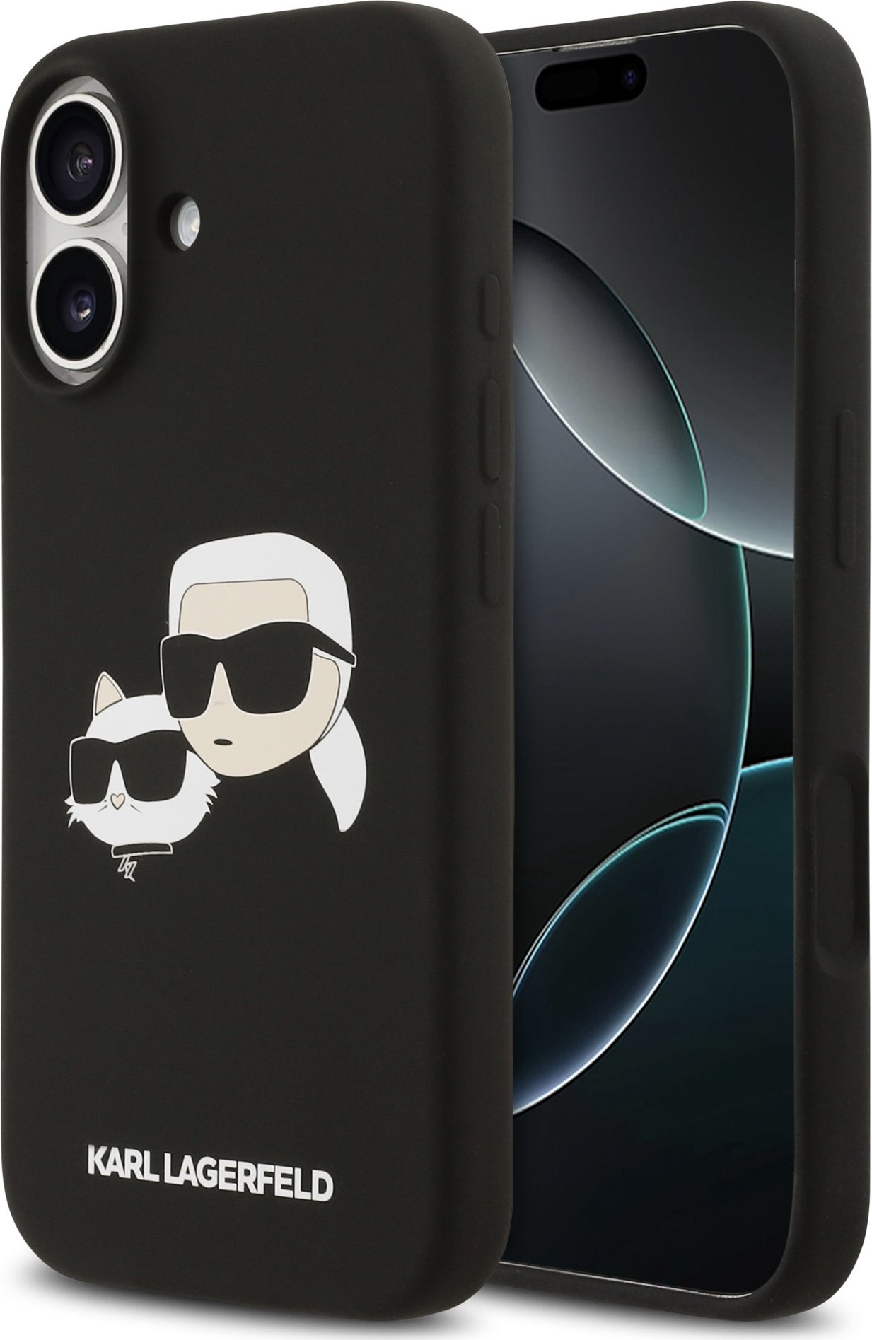 Karl Lagerfeld Liquid Silicone Double Heads MagSafe Zadní Kryt pro iPhone 17 Black