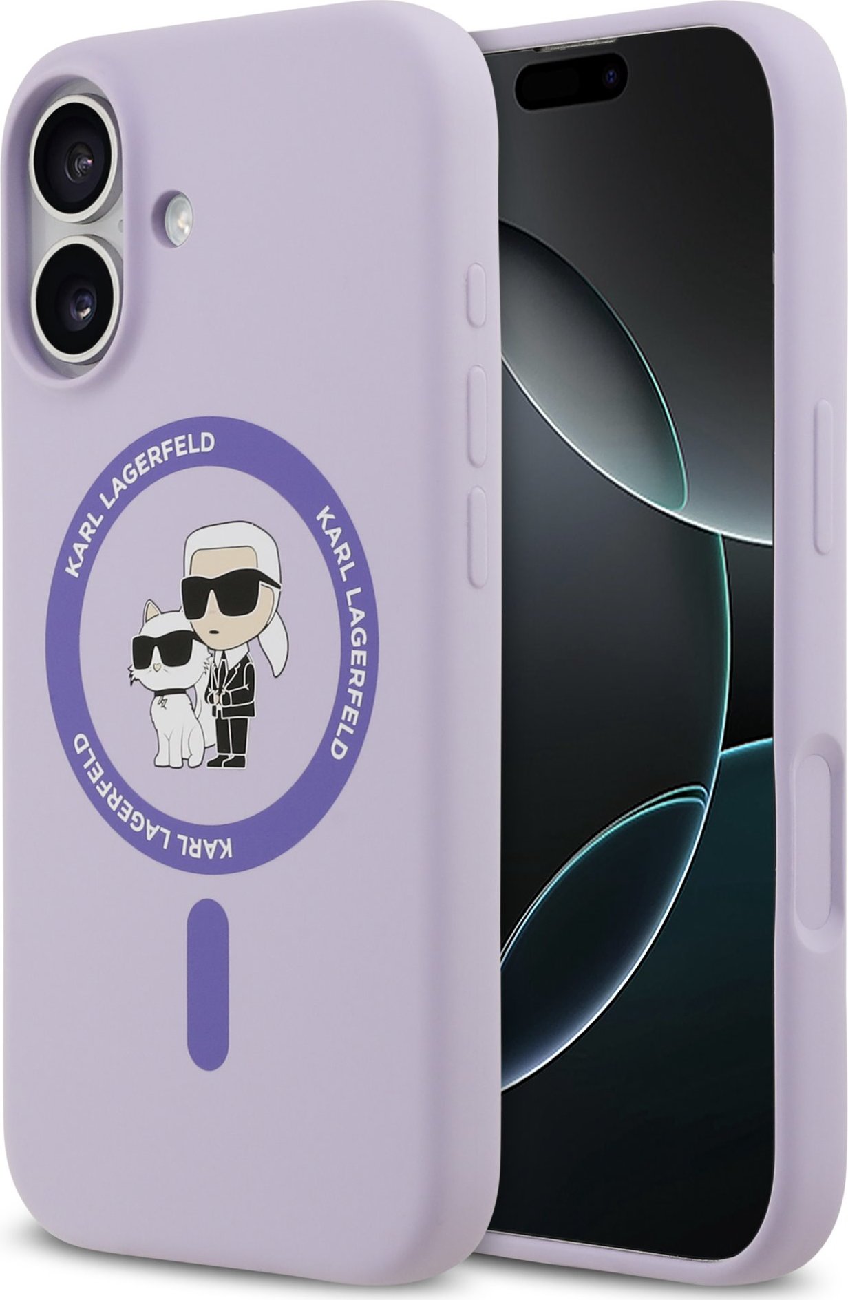Karl Lagerfeld Liquid Silicone Karl and Choupette MagSafe Zadní Kryt pro iPhone 17 Purple