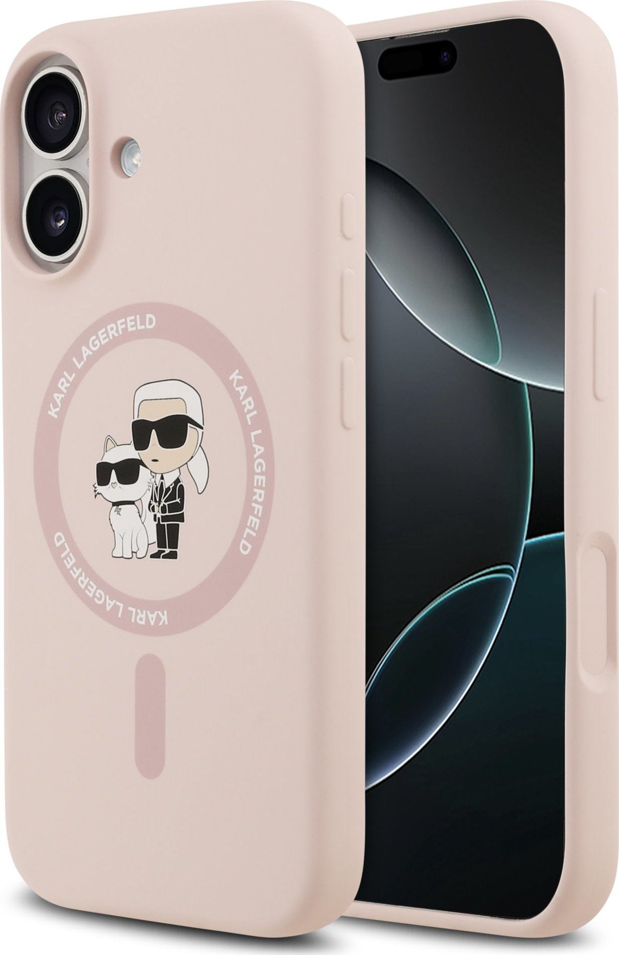 Karl Lagerfeld Liquid Silicone Karl and Choupette MagSafe Zadní Kryt pro iPhone 17 Pink
