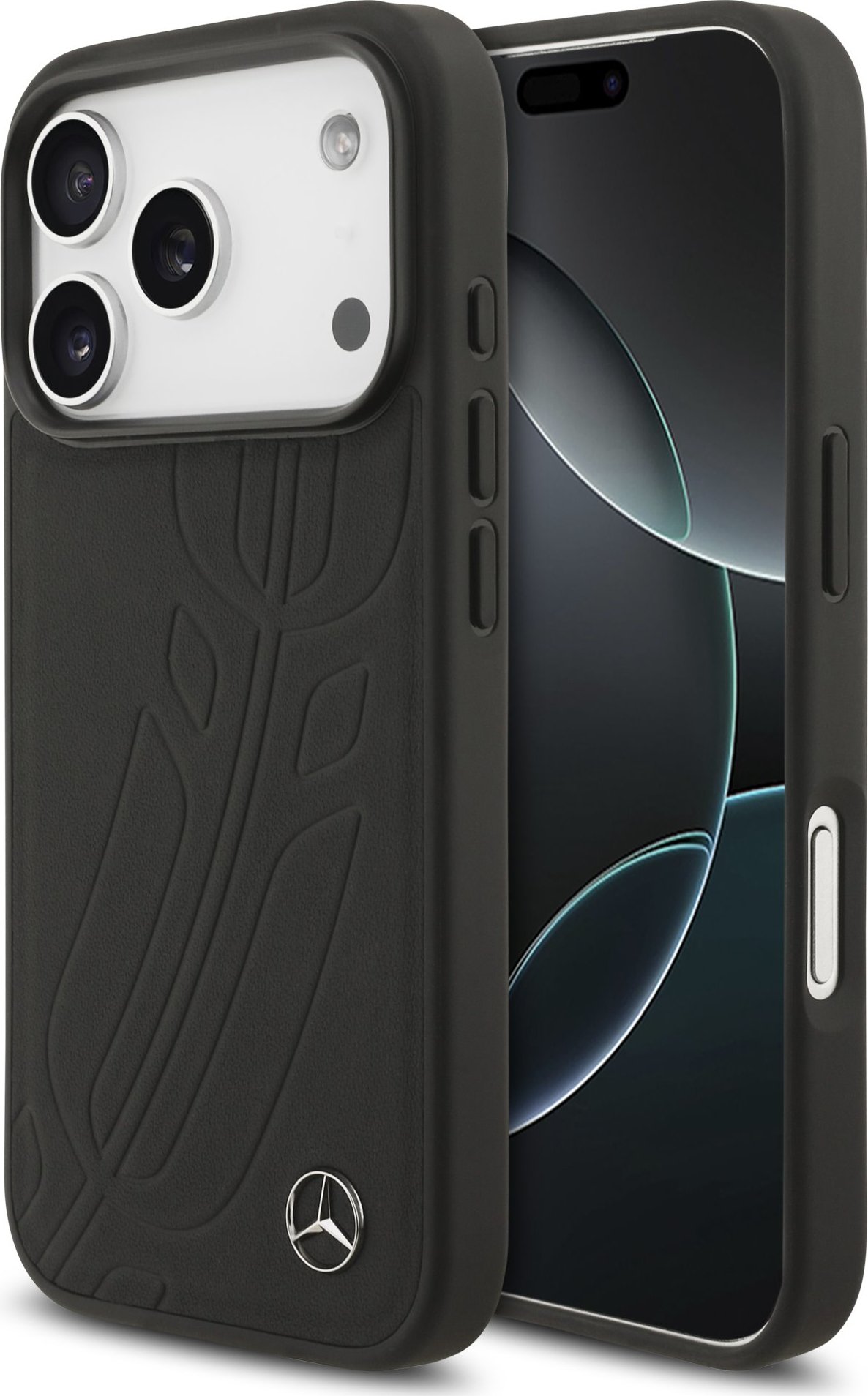 Mercedes Leather Large Lauer Leaves MagSafe Zadní Kryt pro iPhone 17 Pro Black