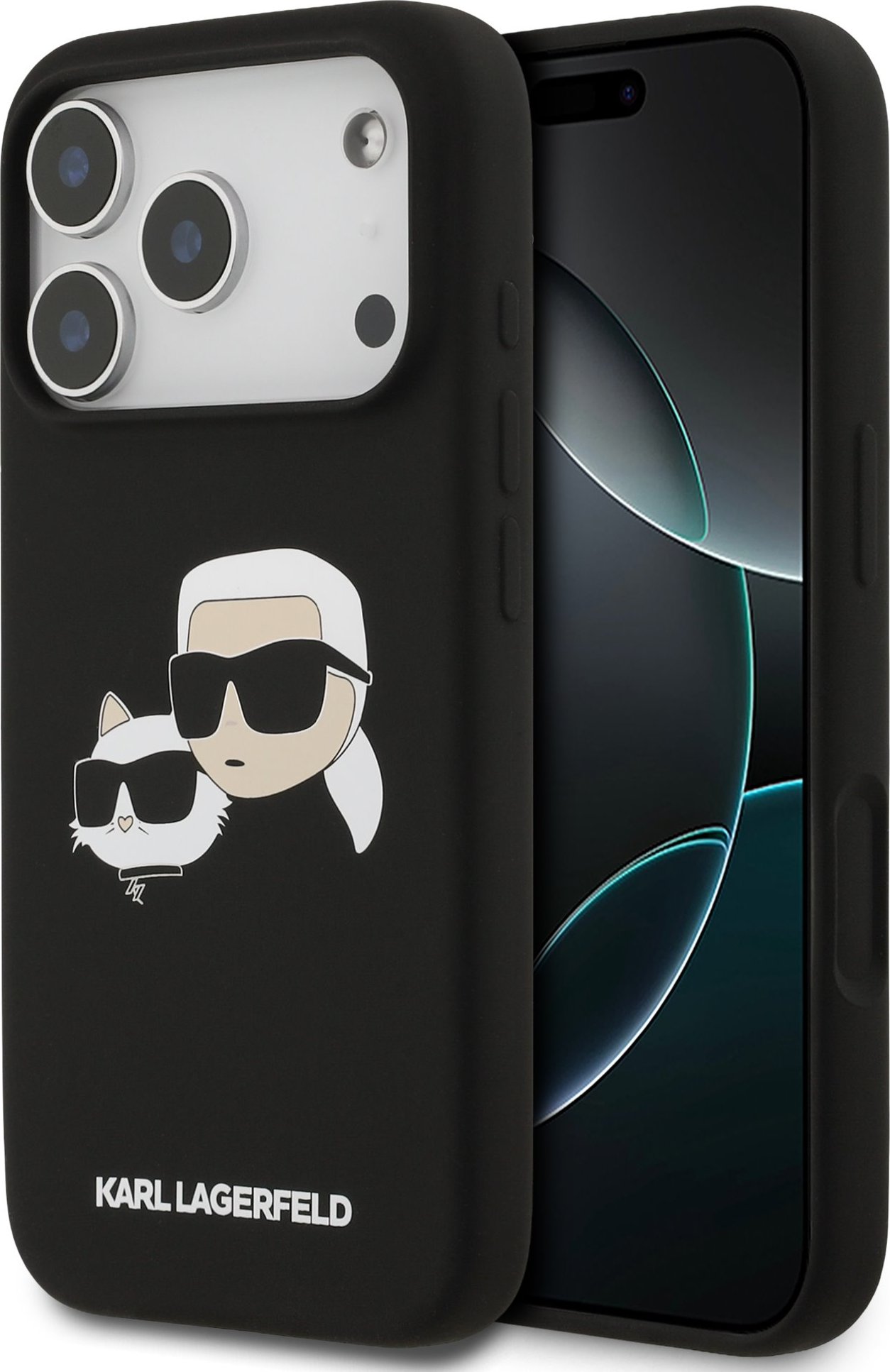 Karl Lagerfeld Liquid Silicone Double Heads MagSafe Zadní Kryt pro iPhone 17 Pro Black