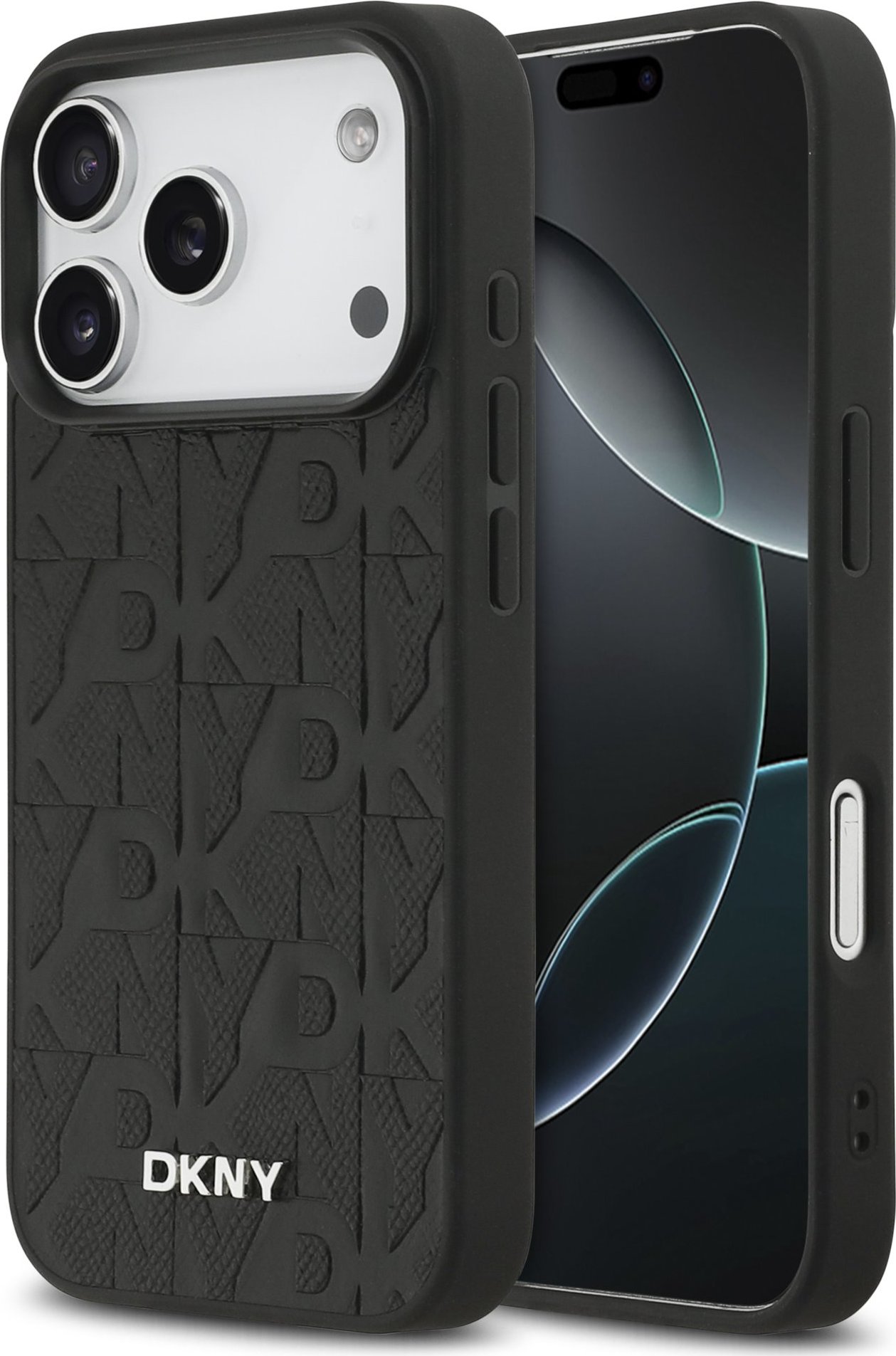 DKNY PU Leather Grid Pattern Magsafe Zadní Kryt pro iPhone 17 Pro Black