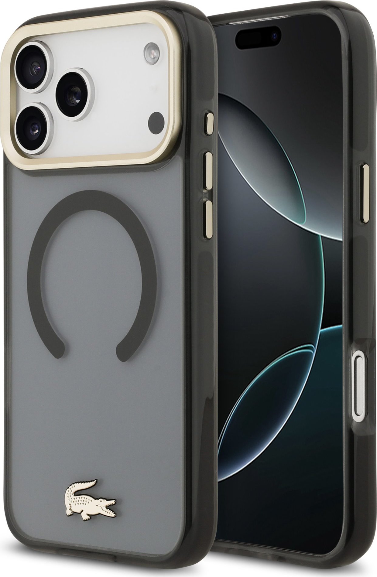 Lacoste PC/TPU Frosted Finish Gold Logo MagSafe Zadní Kryt pro iPhone 17 Pro Max Black