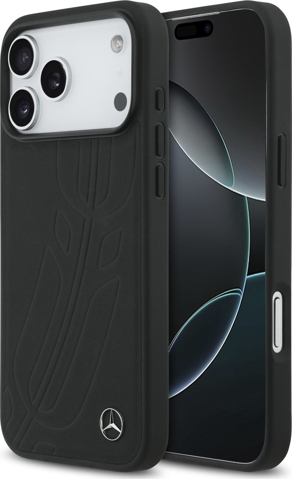 Mercedes Leather Large Lauer Leaves MagSafe Zadní Kryt pro iPhone 17 Pro Max Black