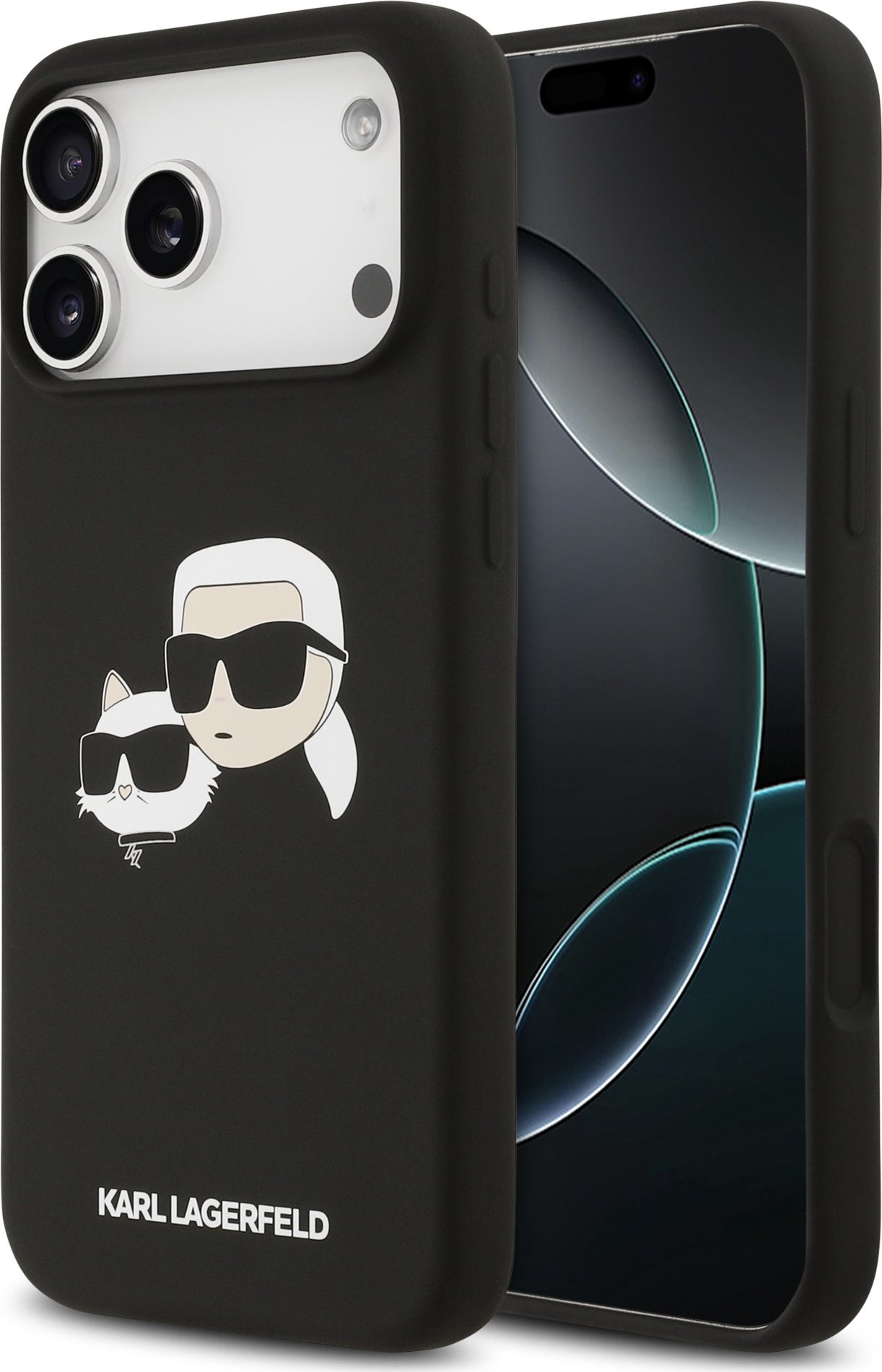 Karl Lagerfeld Liquid Silicone Double Heads MagSafe Zadní Kryt pro iPhone 17 Pro Max Black