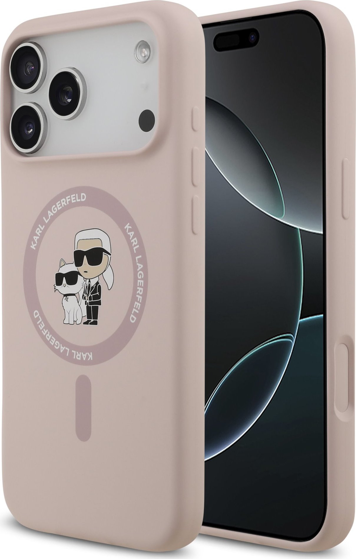 Karl Lagerfeld Liquid Silicone Karl and Choupette MagSafe Zadní Kryt pro iPhone 17 Pro Max Pink