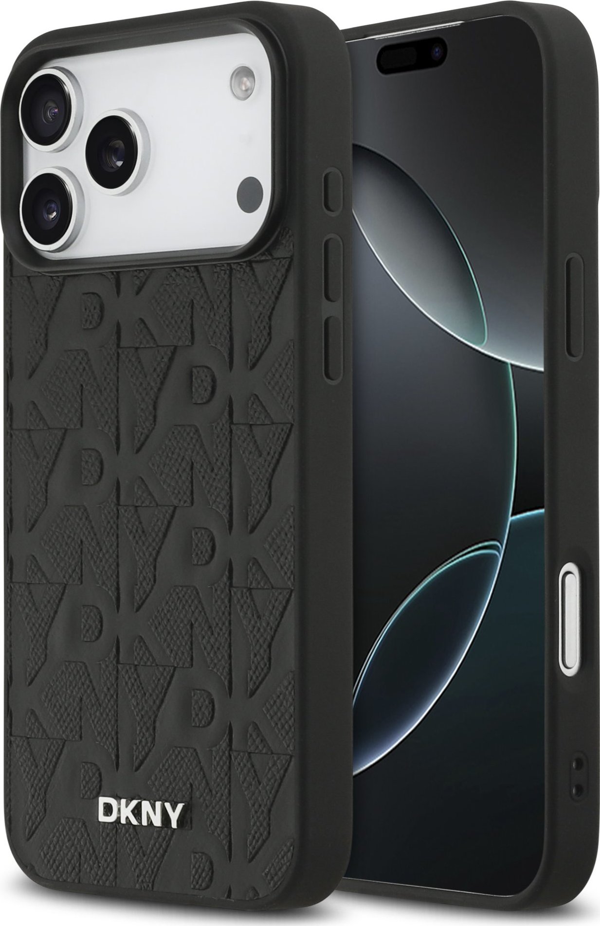 DKNY PU Leather Grid Pattern Magsafe Zadní Kryt pro iPhone 17 Pro Max Black