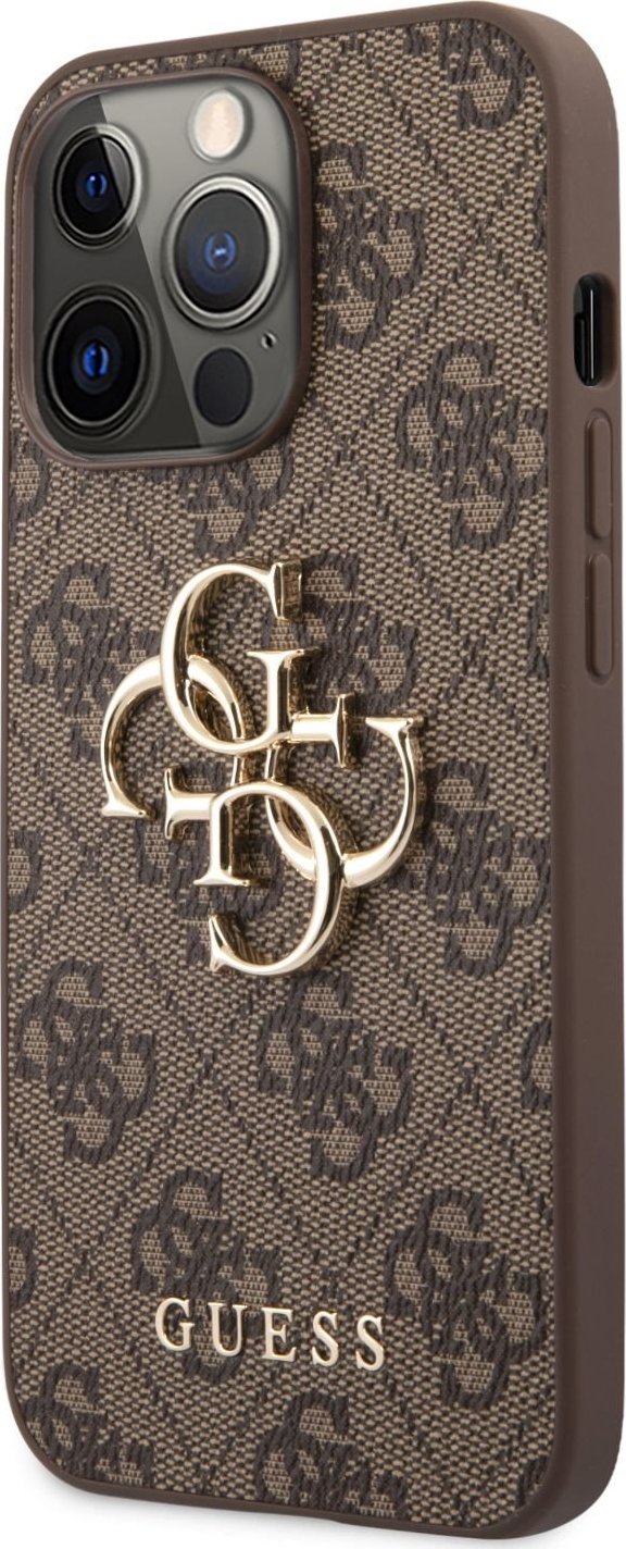 Guess PU 4G Metal Logo Zadní Kryt pro iPhone 13 Pro Brown