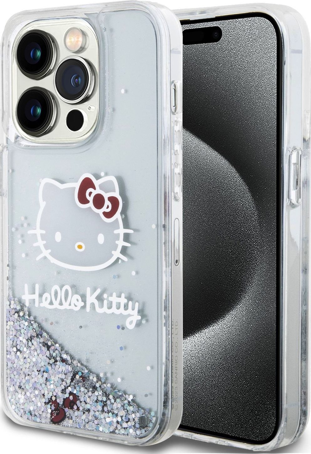 Hello Kitty Liquid Glitter Electroplating Head Logo Zadní Kryt pro iPhone 13 Pro Transparent