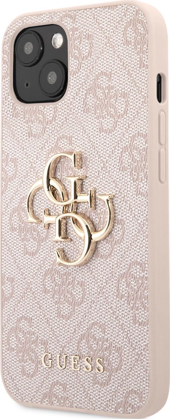 Guess PU 4G Metal Logo Zadní Kryt pro iPhone 13 Pink