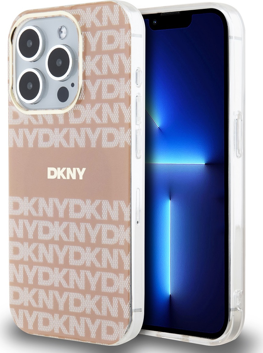 DKNY PC/TPU Repeat Pattern Tonal Stripe Magsafe Zadní Kryt pro iPhone 14 Pro Pink