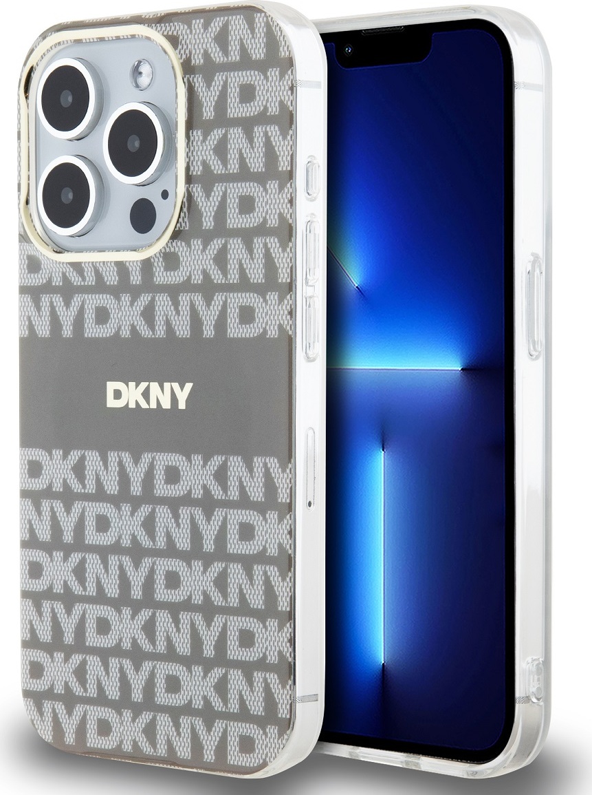 DKNY PC/TPU Repeat Pattern Tonal Stripe Magsafe Zadní Kryt pro iPhone 14 Pro Beige