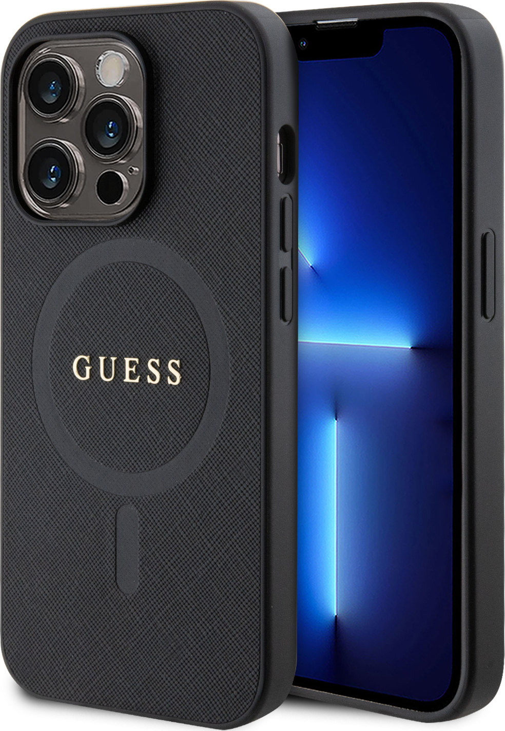 Guess PU Saffiano MagSafe Zadní Kryt pro iPhone 15 Pro Max Black