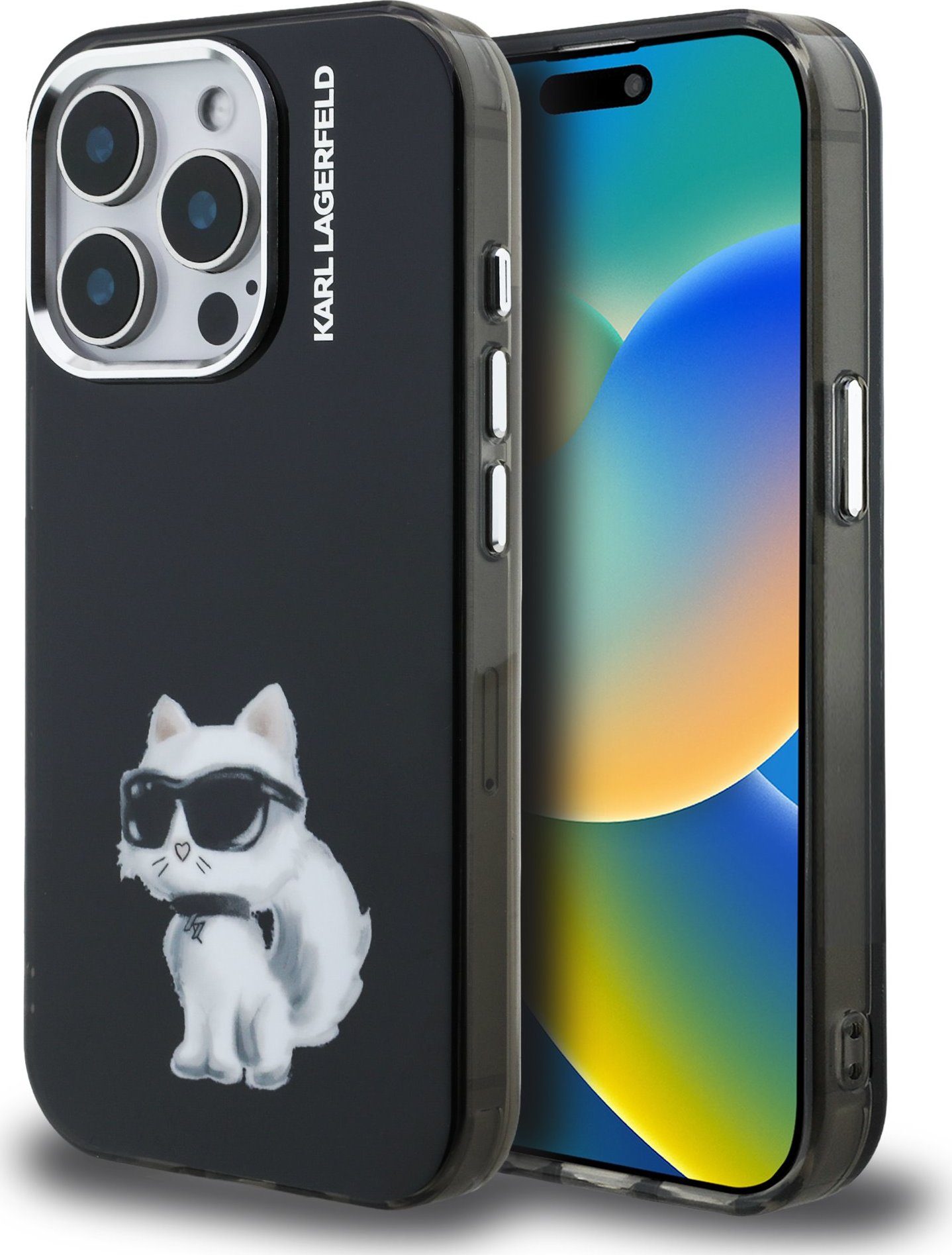 Karl Lagerfeld IML Aquarelle Choupette Zadní Kryt pro iPhone 15 Pro Max Black