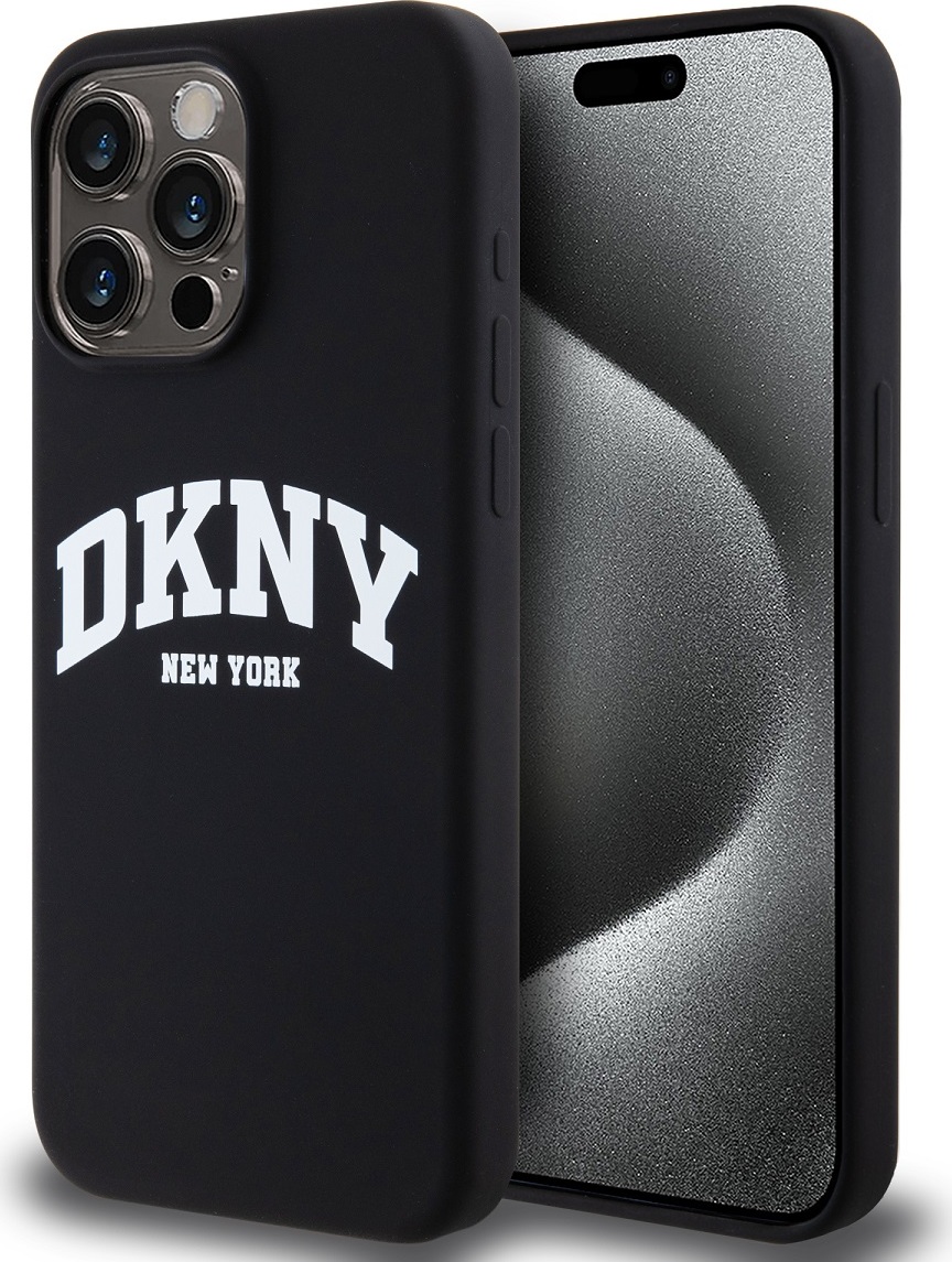 DKNY Liquid Silicone Arch Logo MagSafe Zadní Kryt pro iPhone 15 Pro Max Black