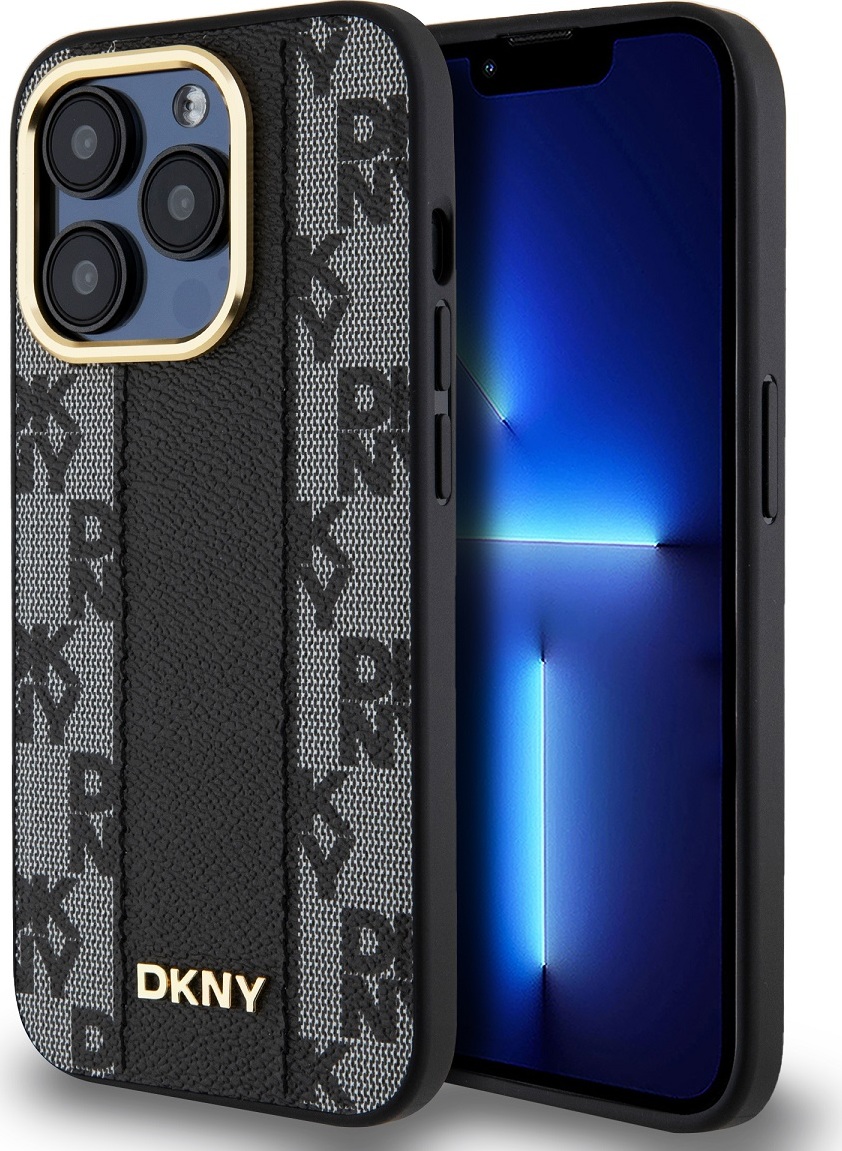 DKNY PU Leather Checkered Pattern Magsafe Zadní Kryt pro iPhone 15 Pro Max Black